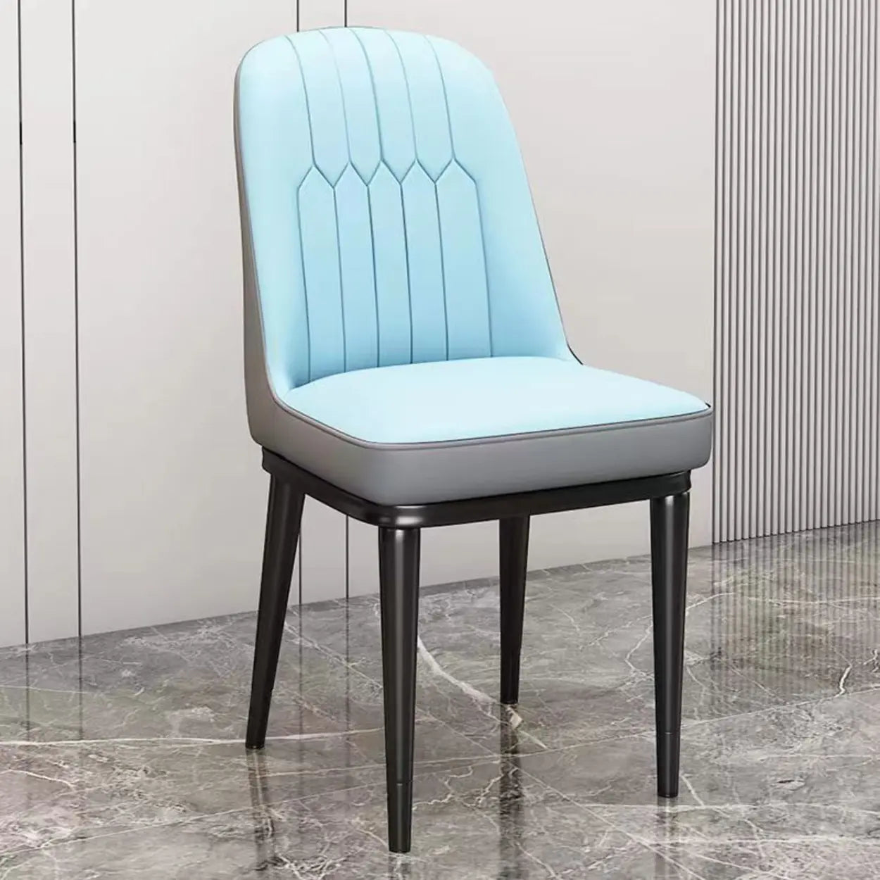 Modern Armless Dining Chair with Padded Seat — Dark Blue-Orange / Black