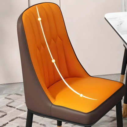 Modern Armless Dining Chair with Padded Seat — Dark Blue-Orange / Black/ Gold