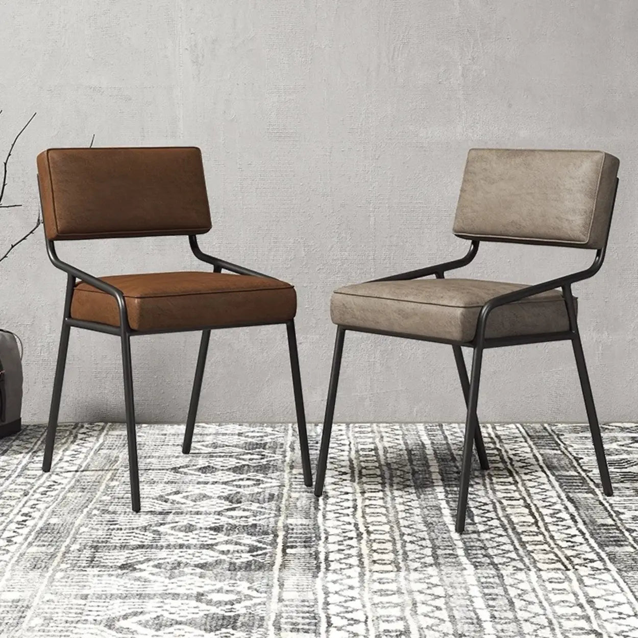 Modern Faux Leather Armless Open-Back Dining Chair