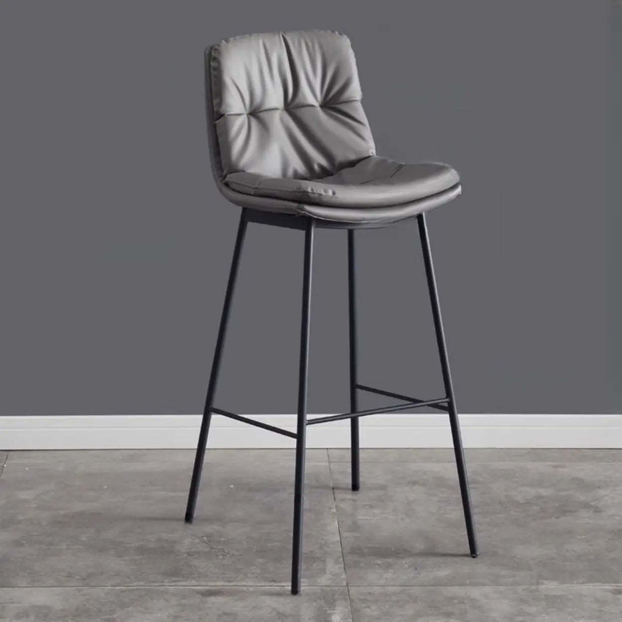 Modern Armless Leather Bar Stool with Backrest