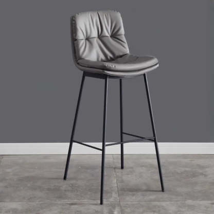 Modern Armless Leather Bar Stool with Backrest