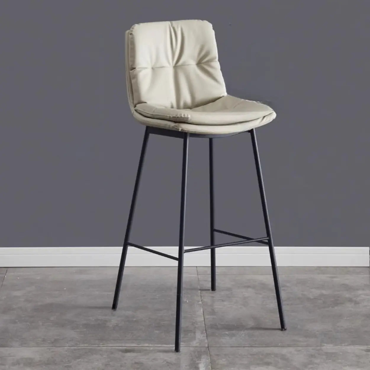 Modern Armless Leather Bar Stool with Backrest