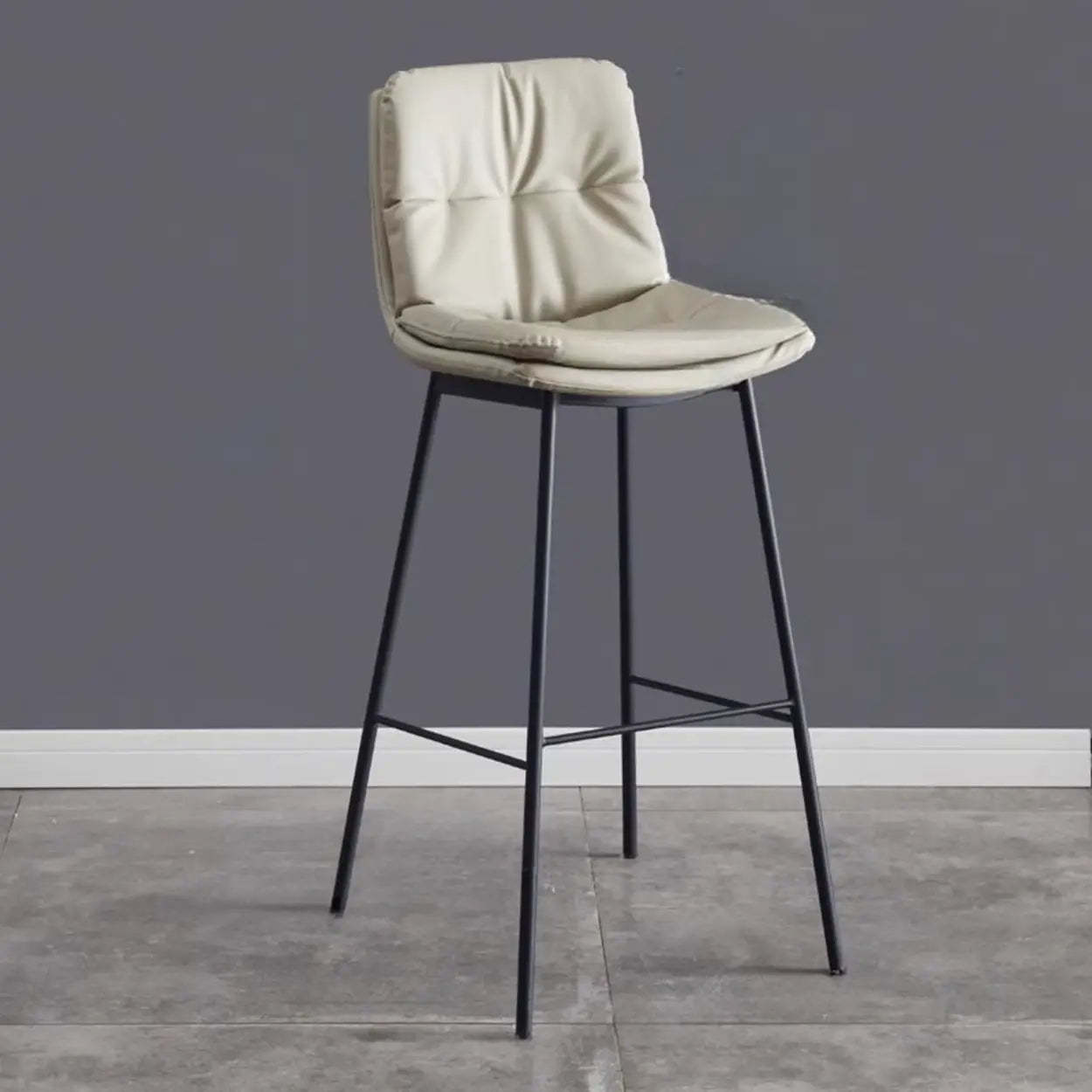 Modern Armless Leather Bar Stool with Backrest