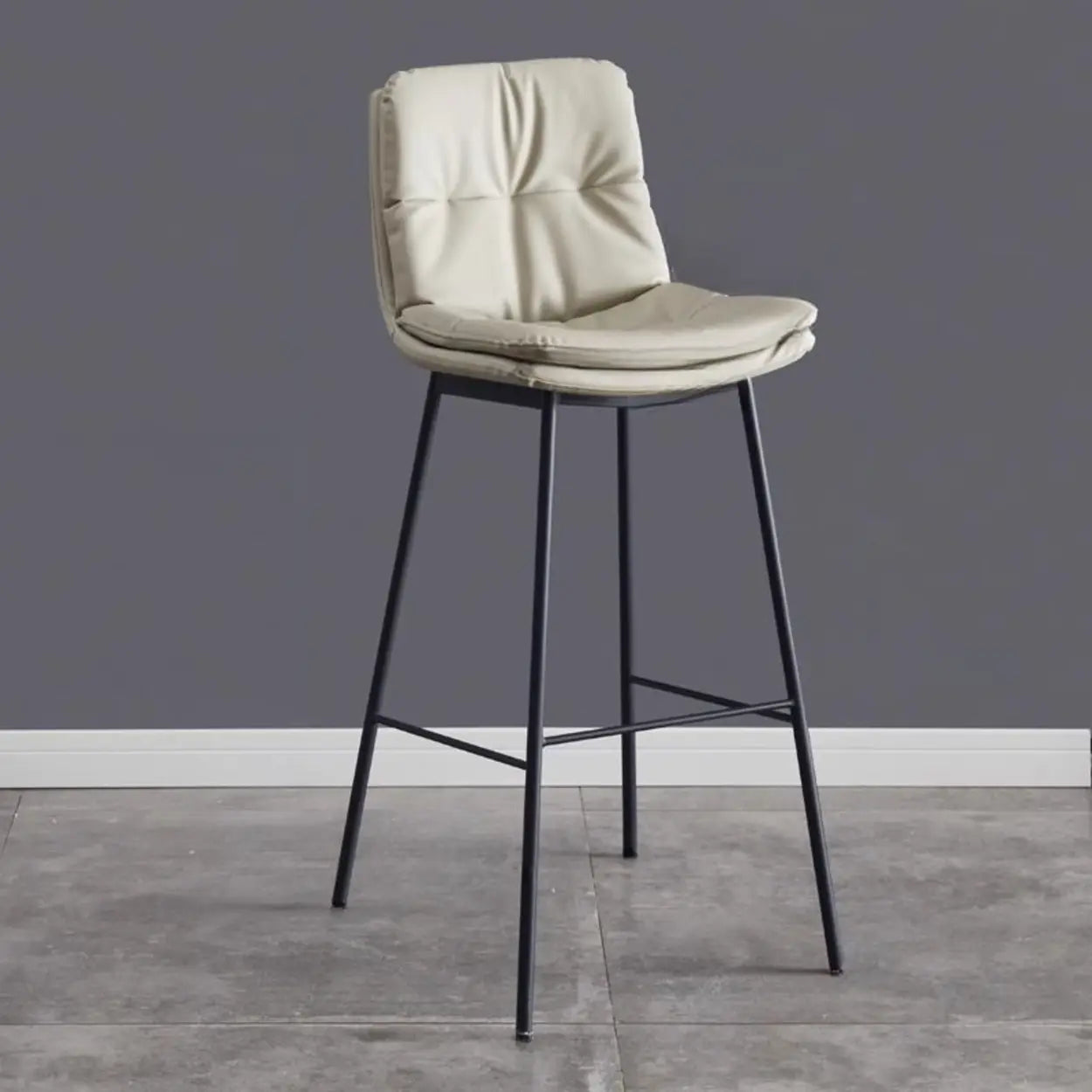 Modern Armless Leather Bar Stool with Backrest
