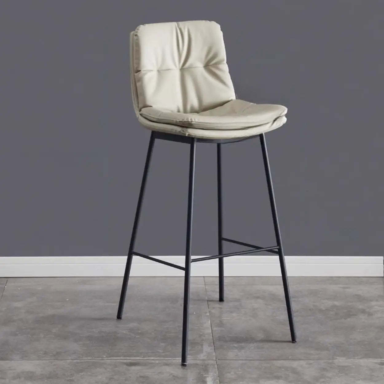 Modern Armless Leather Bar Stool with Backrest