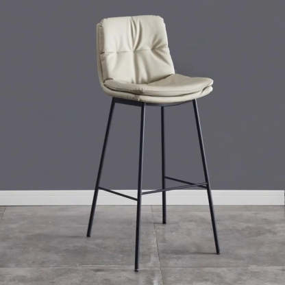 Modern Armless Leather Bar Stool with Backrest