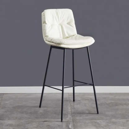 Modern Armless Leather Bar Stool with Backrest — Black