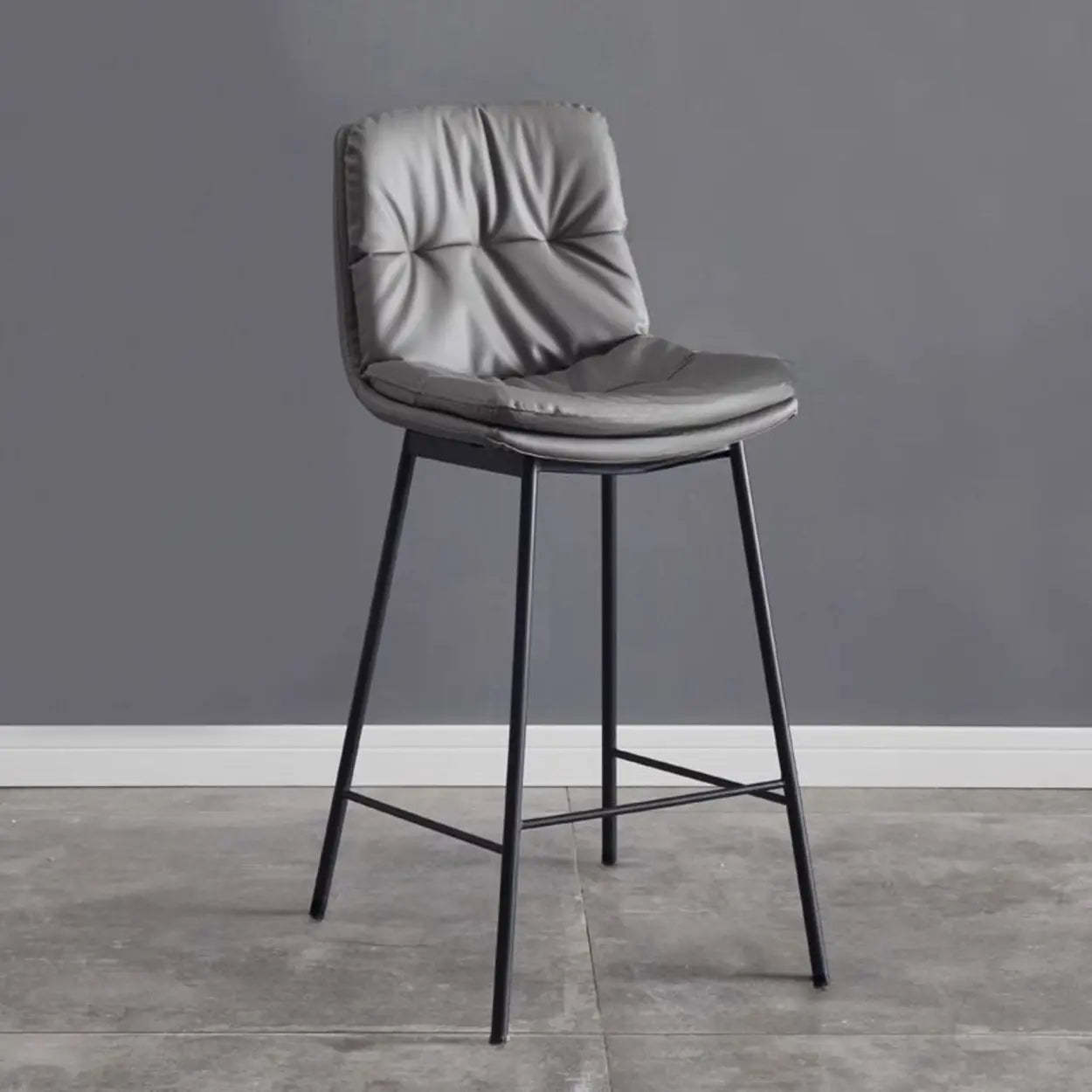 Modern Armless Leather Bar Stool with Backrest — White