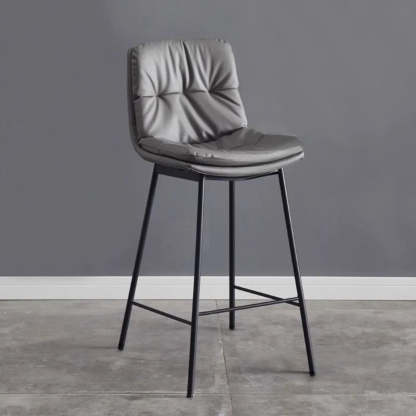 Modern Armless Leather Bar Stool with Backrest — White