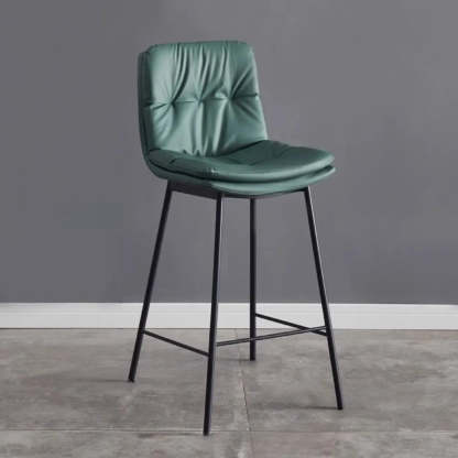 Modern Armless Leather Bar Stool with Backrest — Green