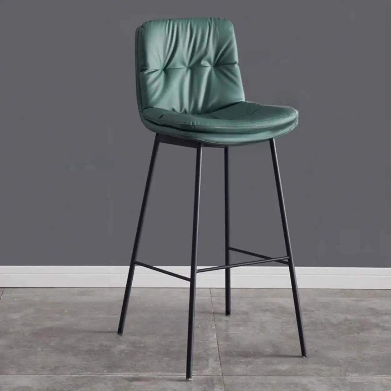 Armless Leather Bar Stool with Padded Backrest