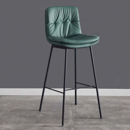 Modern Armless Leather Bar Stool with Backrest — Light Gray