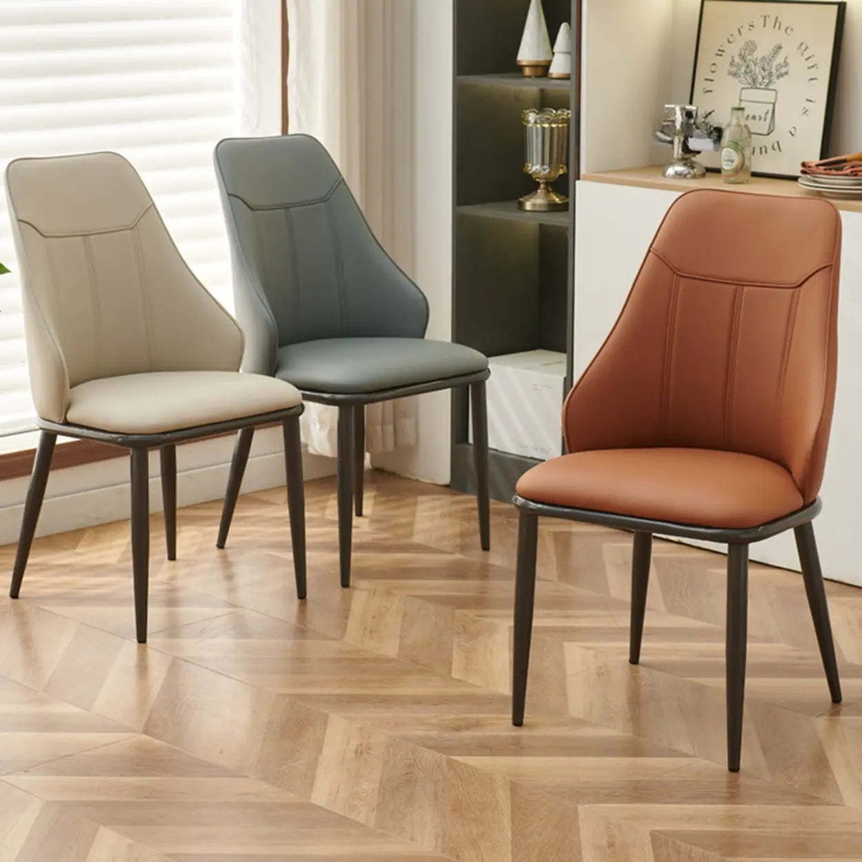 Modern Armless Leather Wingback Dining Chair