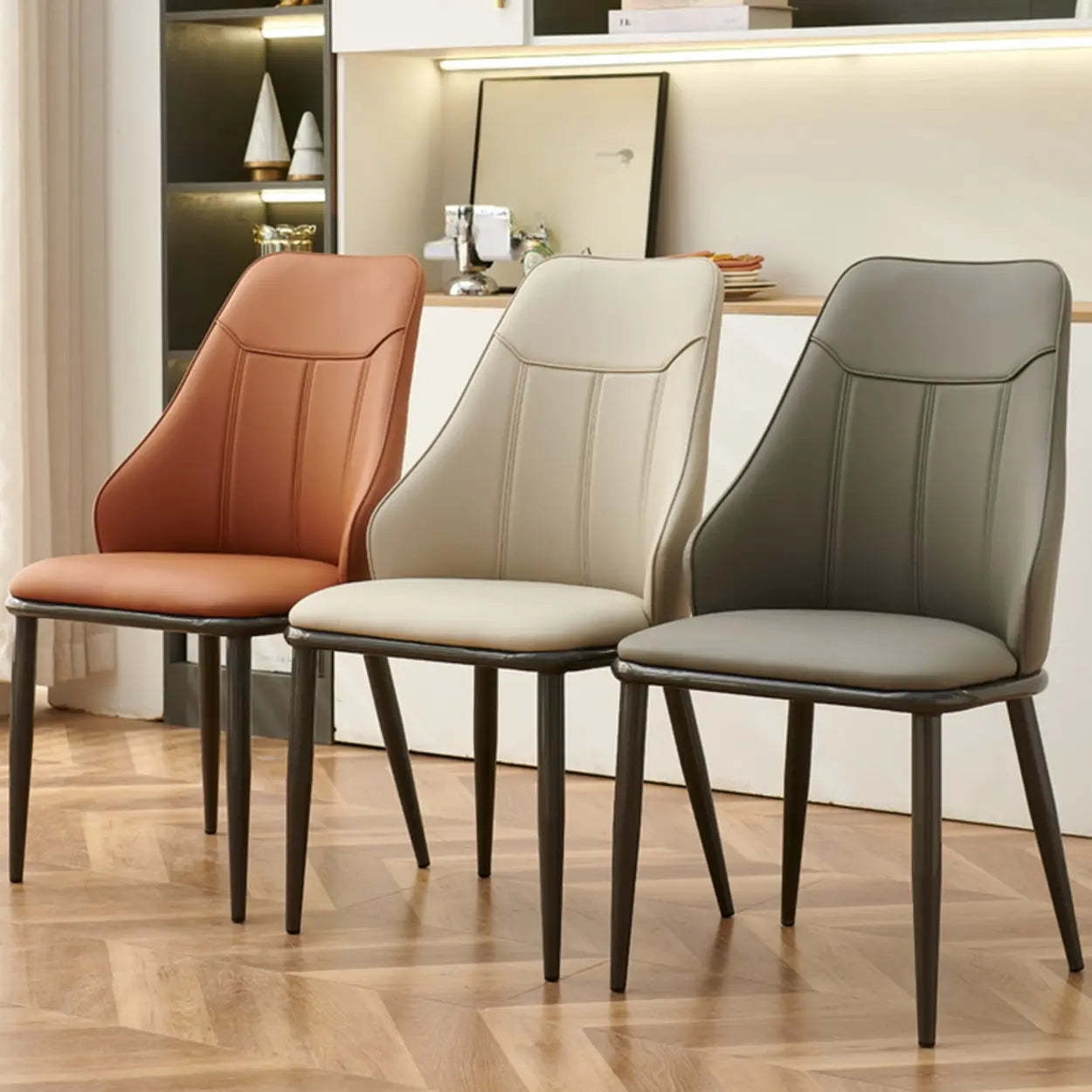 Modern Armless Leather Wingback Dining Chair
