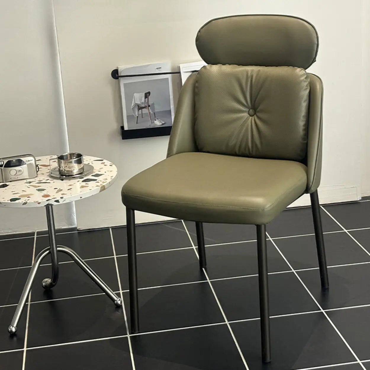 Modern Armless Dining Chair with Adjustable Headrest — Off-White