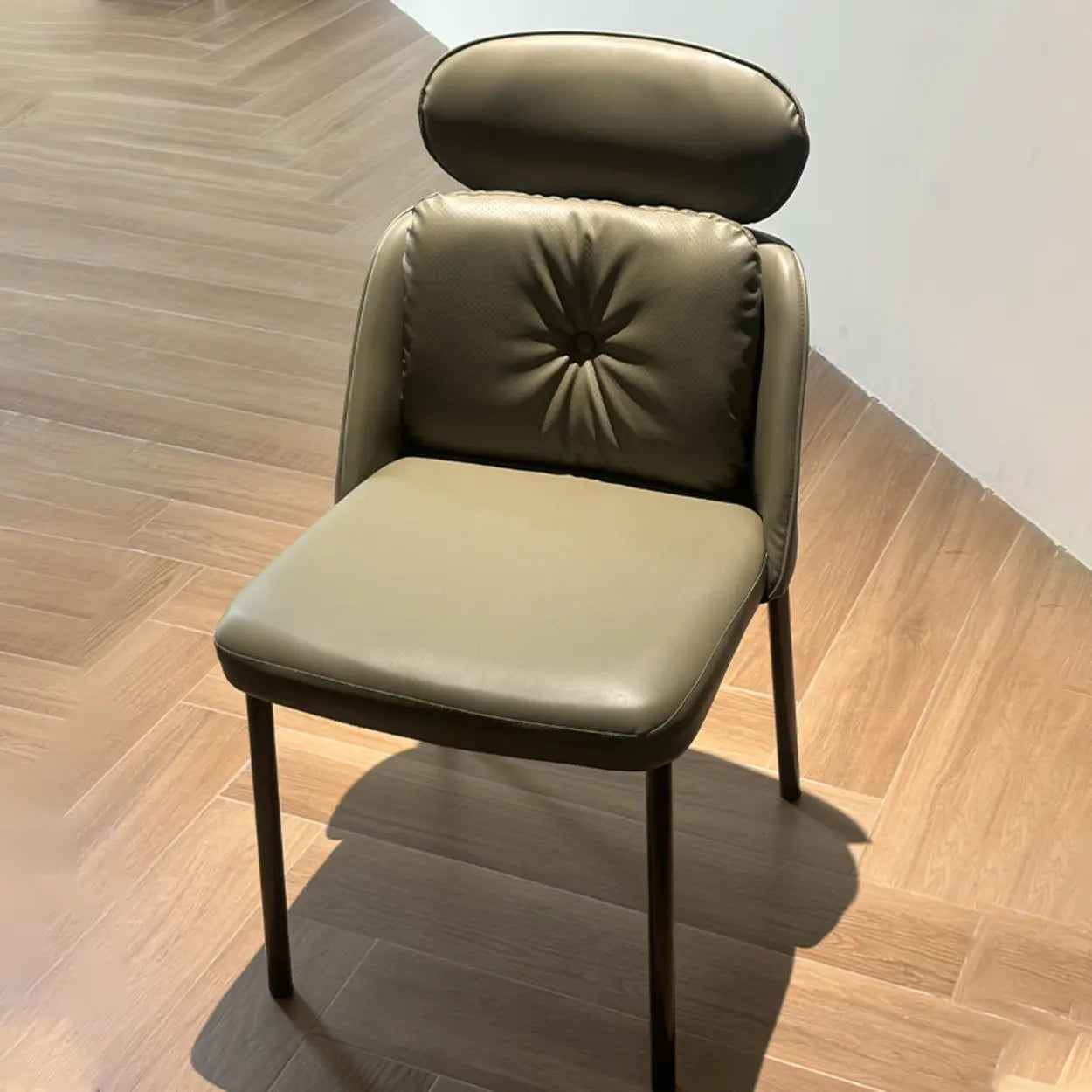 Modern Armless Dining Chair with Adjustable Headrest — Brown