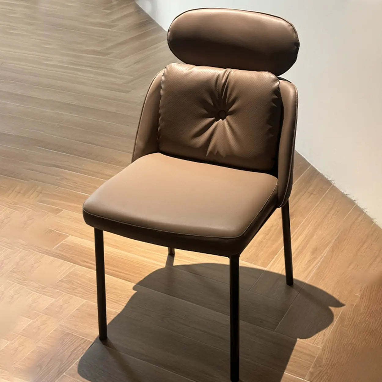 Modern Armless Dining Chair with Adjustable Headrest — Green