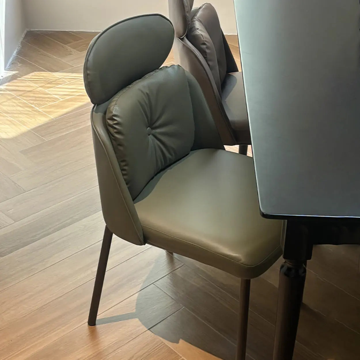 Modern Armless Dining Chair with Adjustable Headrest — Light Gray