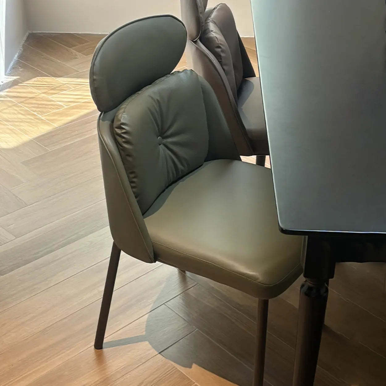 Modern Armless Dining Chair with Adjustable Headrest — Light Gray