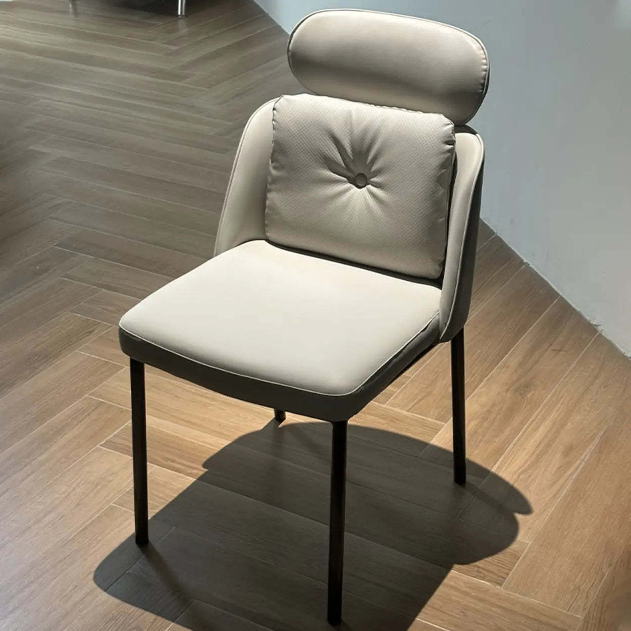 Modern headrest armless white office chairs in metal