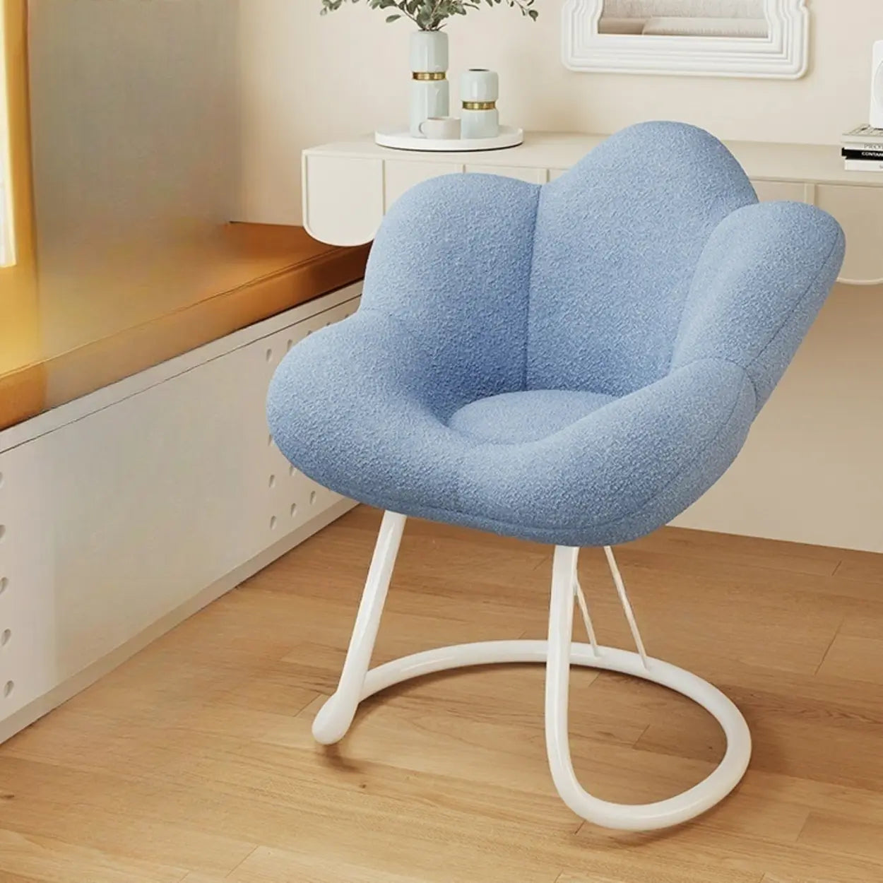 Modern Armless White Swivel Office Chair — Purple / White / Casters Not Included