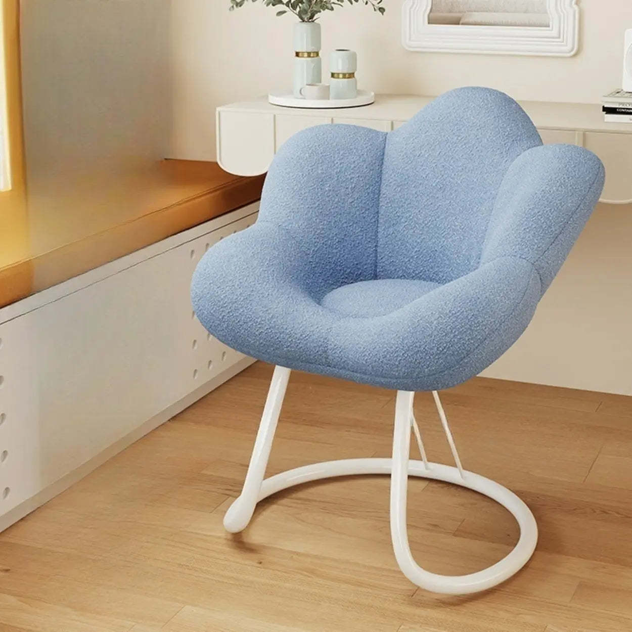 Modern Armless White Swivel Office Chair — Purple / White / Casters Not Included