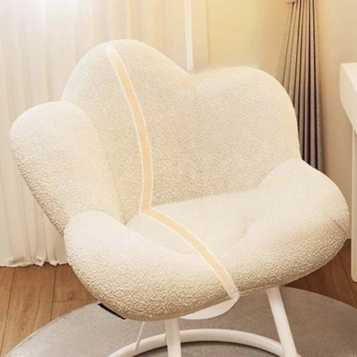 Modern Armless White Swivel Office Chair — Purple / White / Casters Included