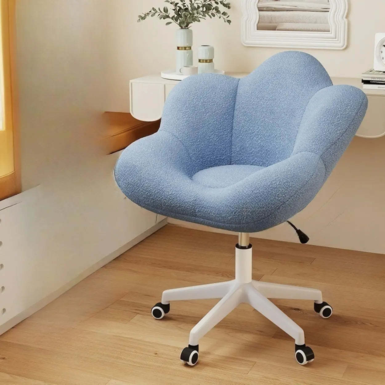 Modern Armless White Swivel Office Chair — White / Black / Casters Not Included