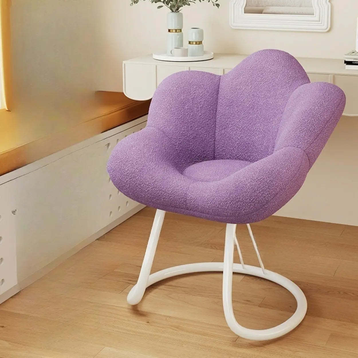 Modern Armless White Swivel Office Chair — White / White / Casters Included