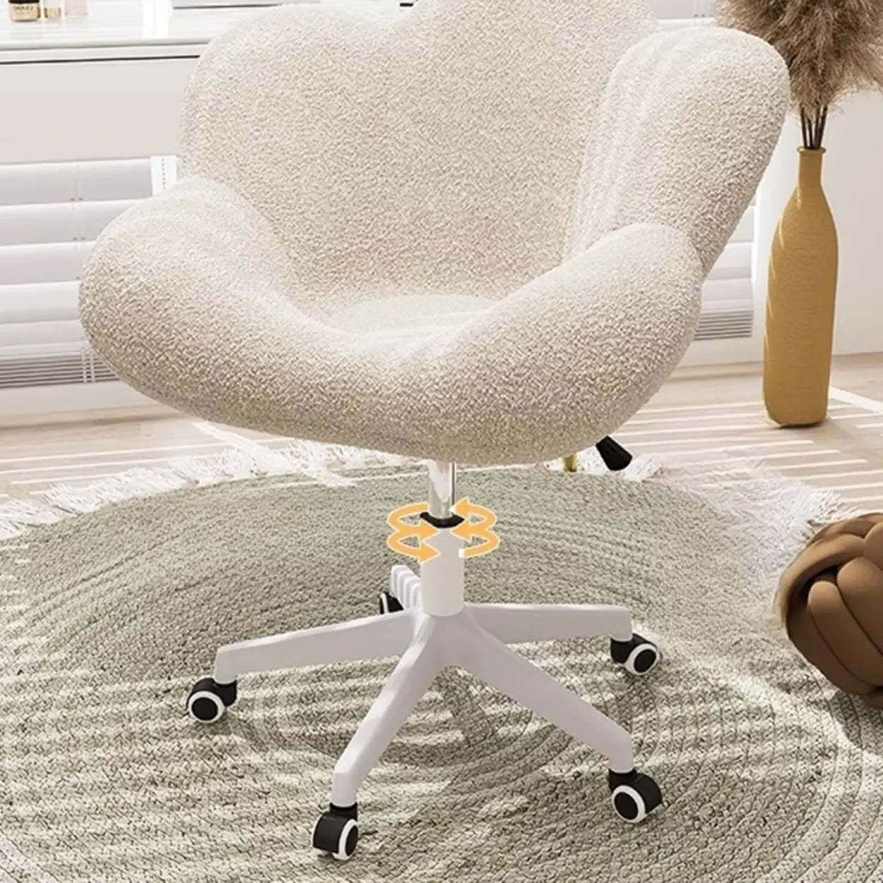 Modern Armless White Swivel Office Chair — Yellow / Black / Casters Not Included