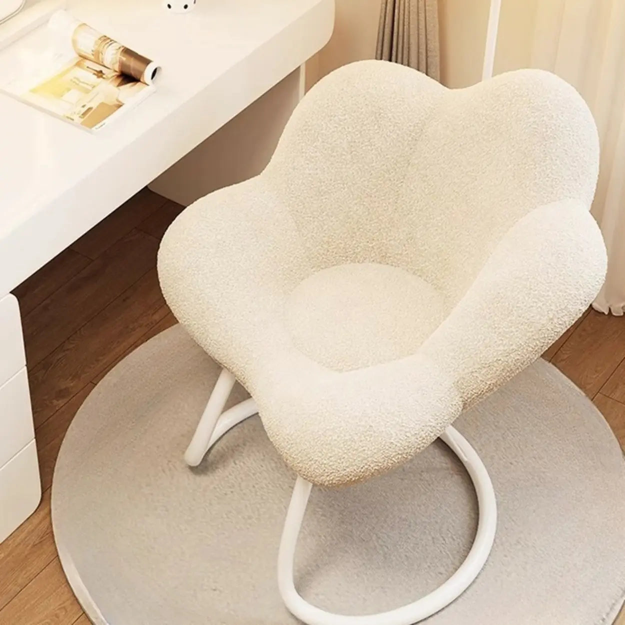 Modern Armless White Swivel Office Chair