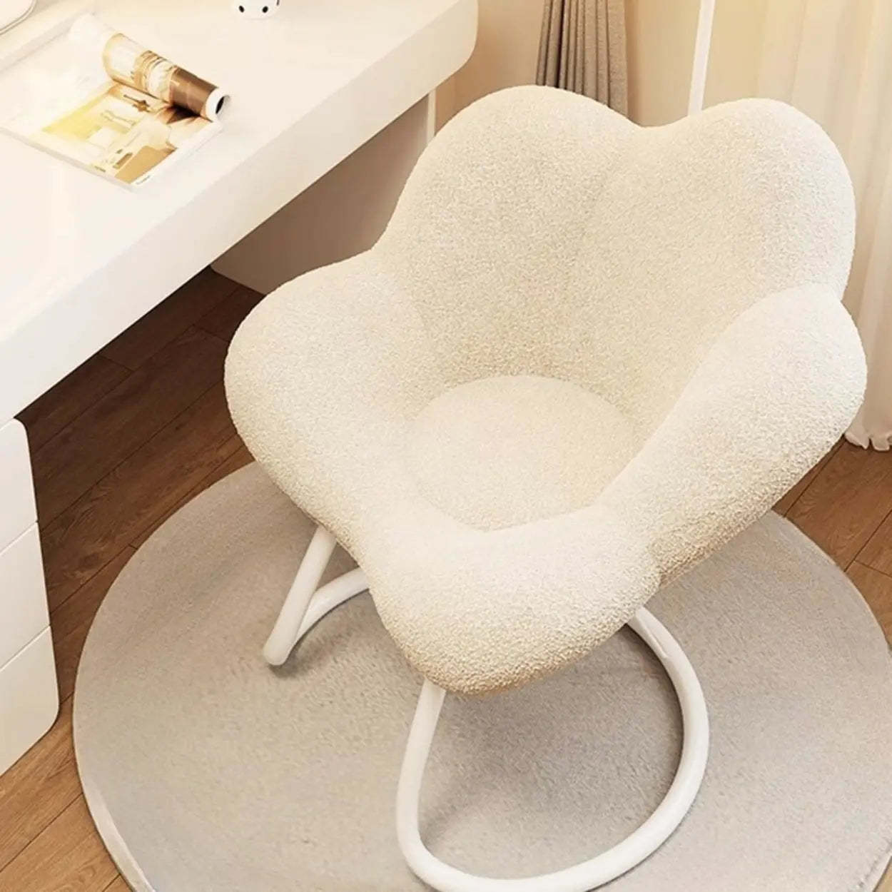 Modern Armless White Swivel Office Chair