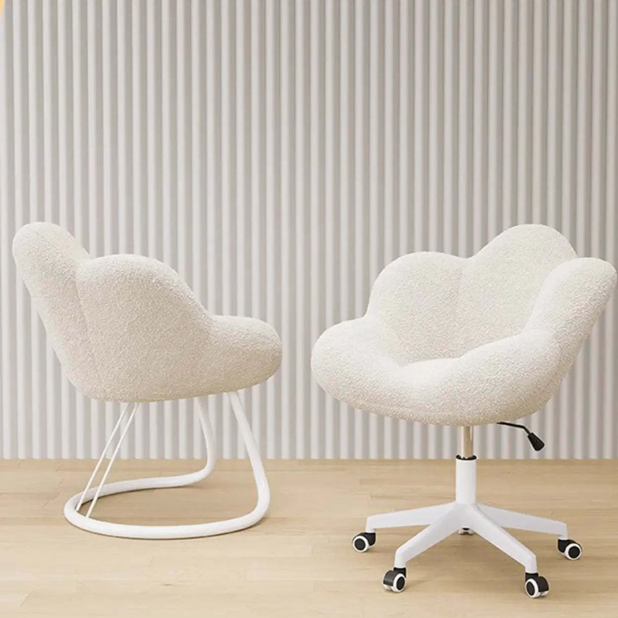 Modern Armless White Swivel Office Chair — Blue / Black / Casters Not Included
