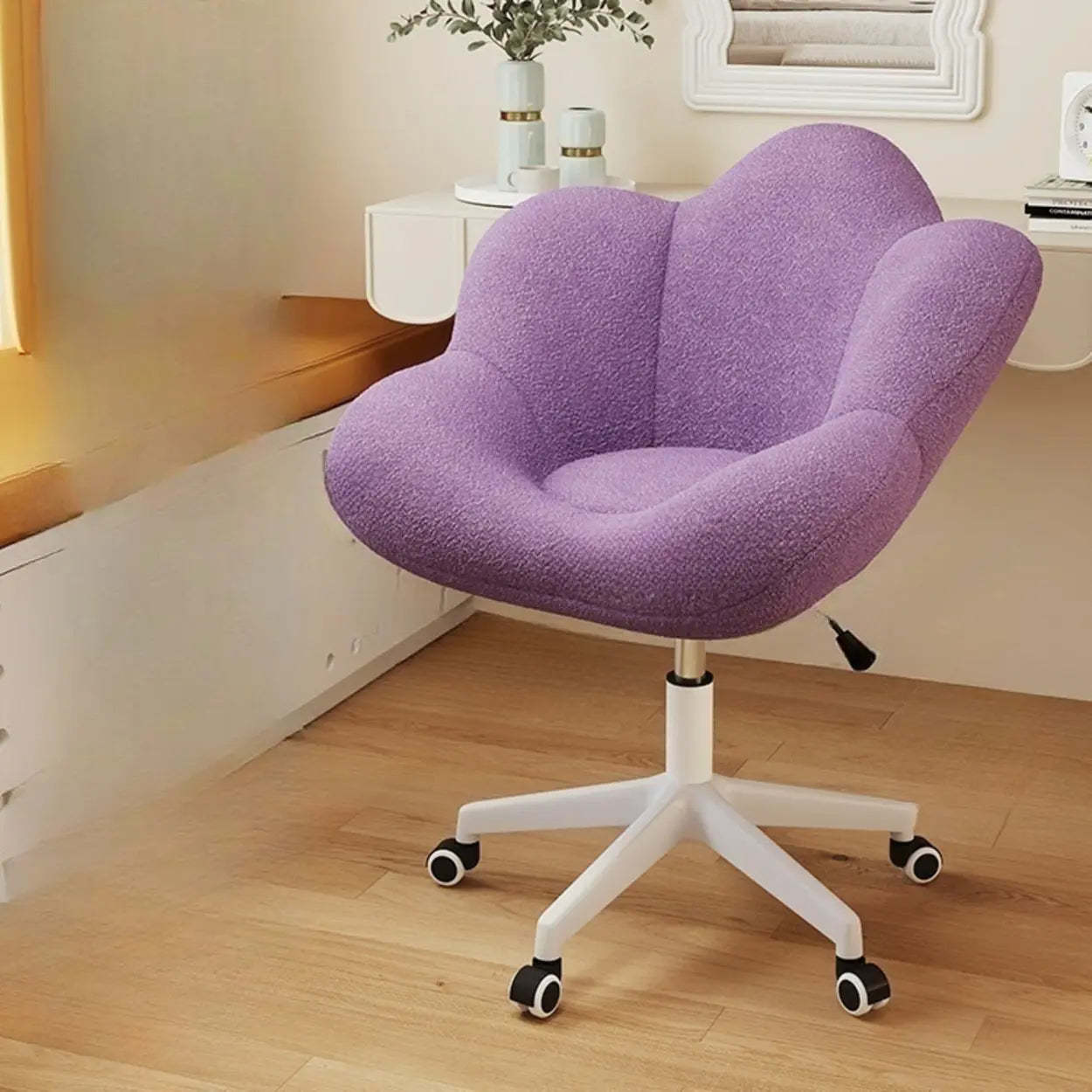 Modern Armless White Swivel Office Chair