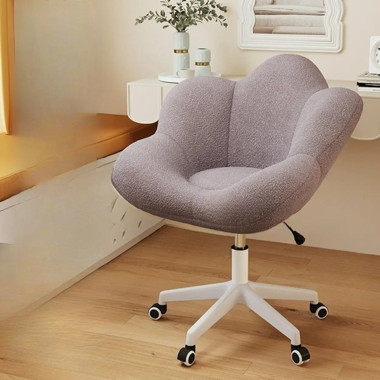 Modern Armless White Swivel Office Chair