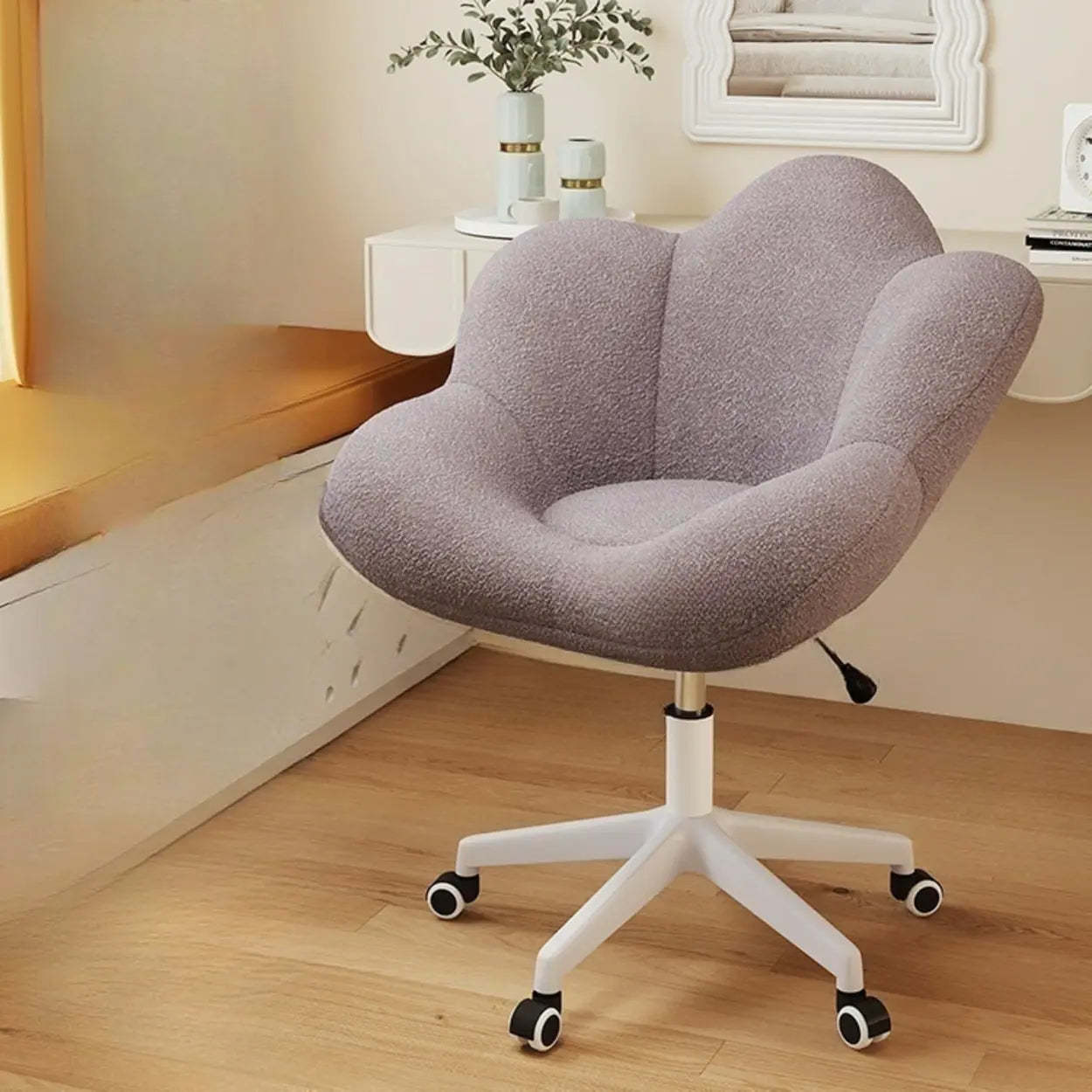 Modern Armless White Swivel Office Chair