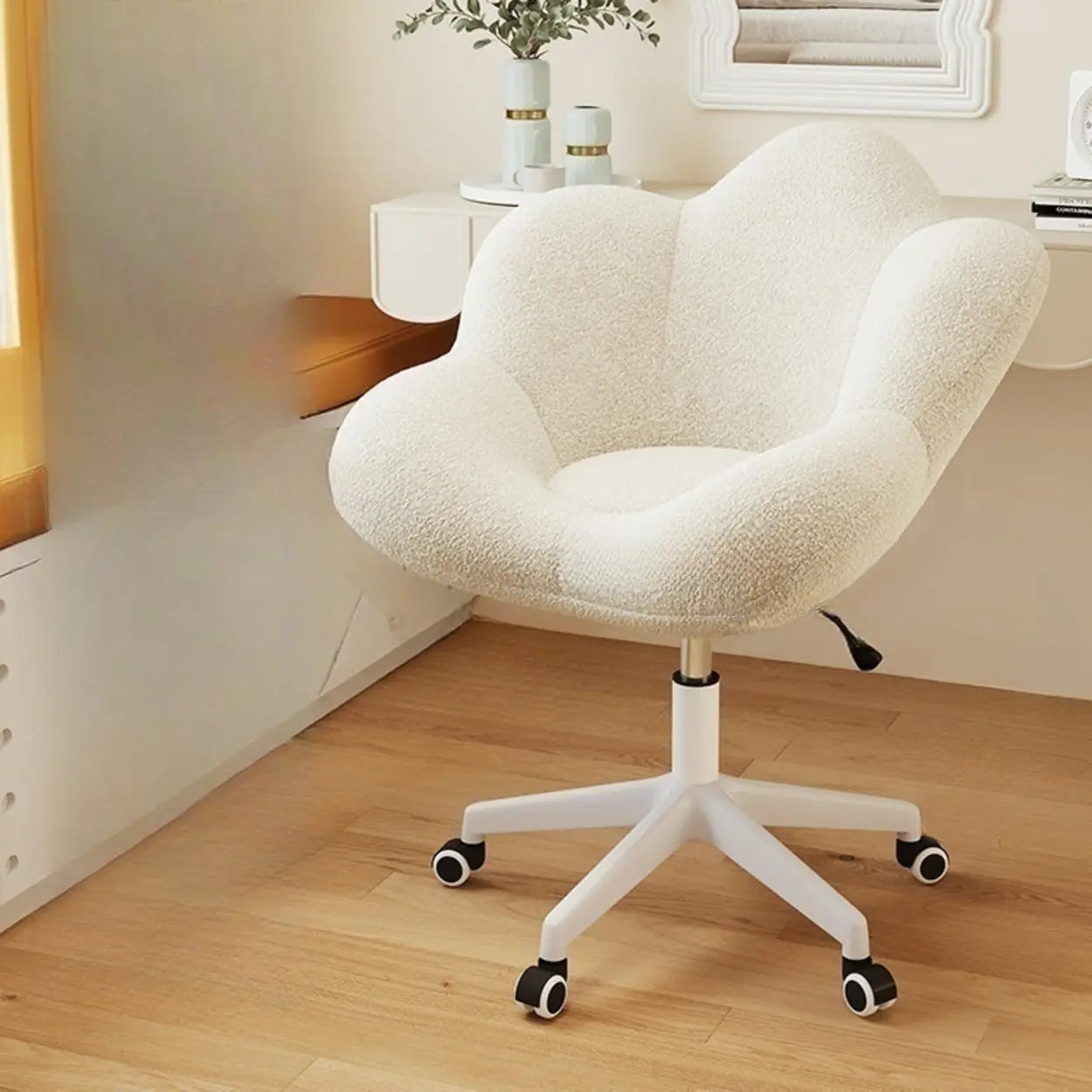 Modern Armless White Swivel Office Chair