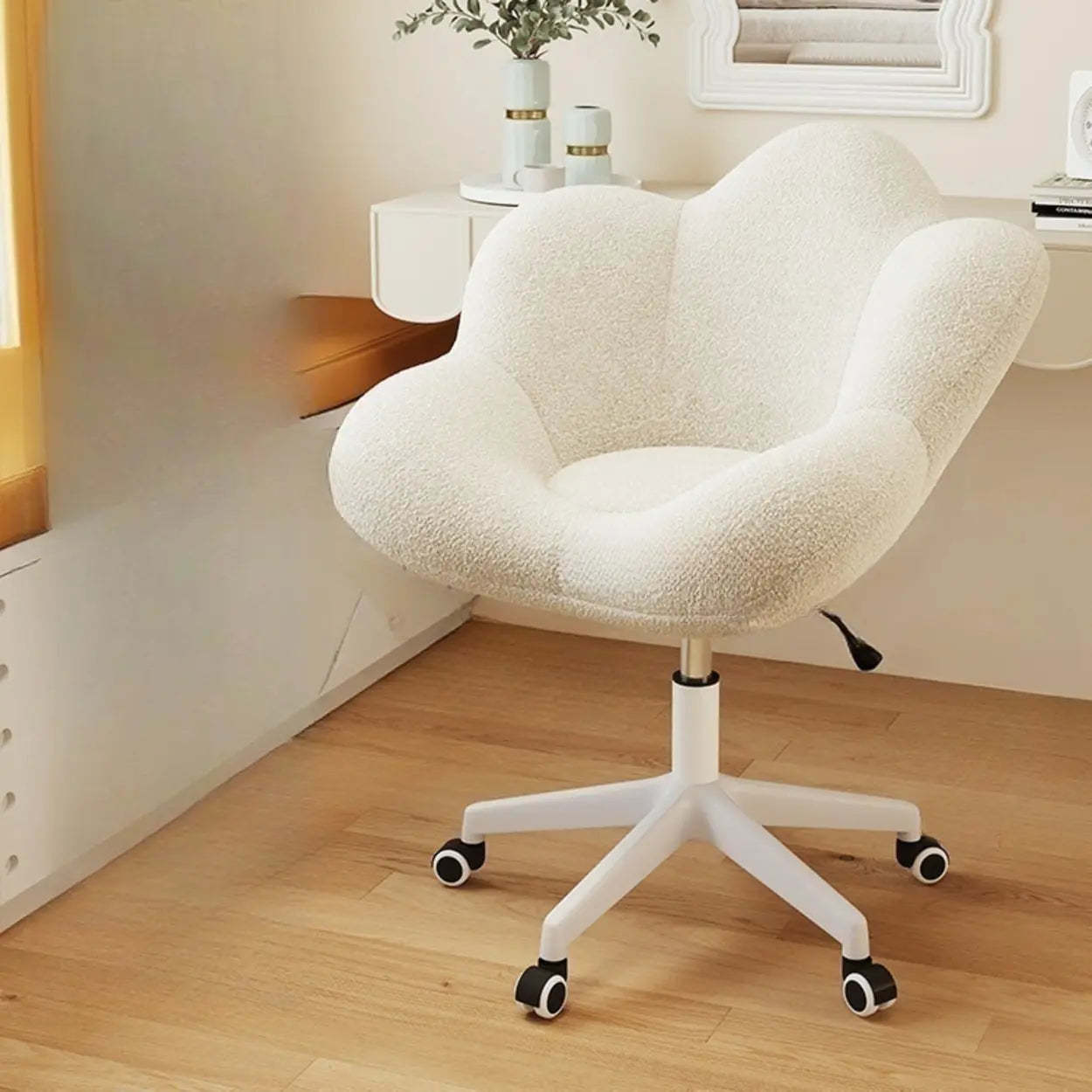 Modern Armless White Swivel Office Chair