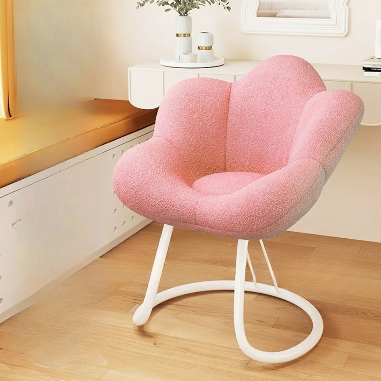 Modern Armless White Swivel Office Chair