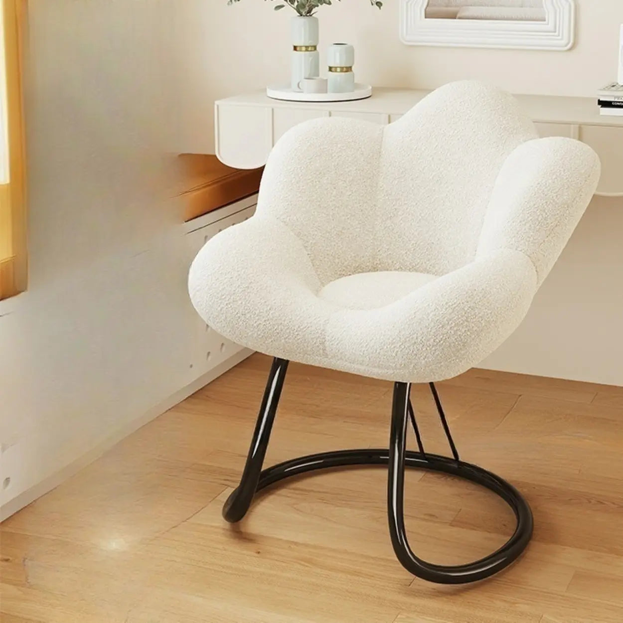 Modern Armless White Swivel Office Chair