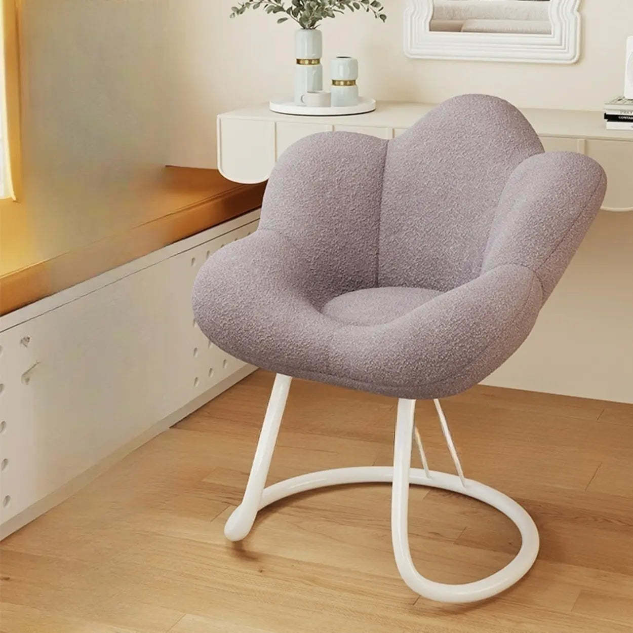 Modern Armless White Swivel Office Chair — Blue / White / Casters Not Included