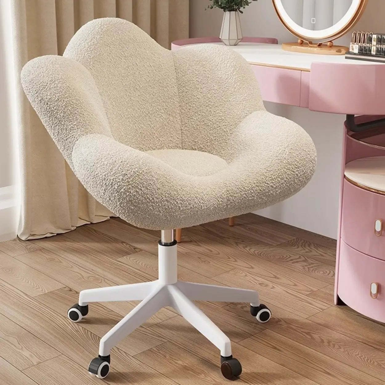 Modern Armless White Swivel Office Chair — Blue / White / Casters Included