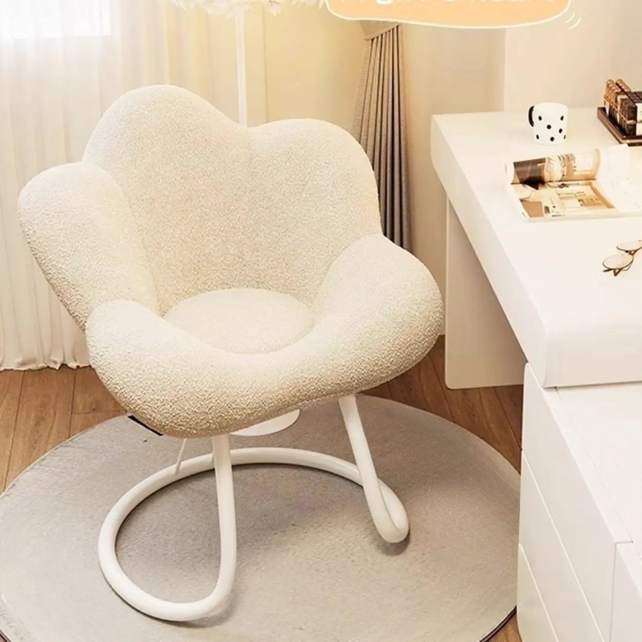 Modern Armless White Swivel Office Chair — Grey / White / Casters Not Included