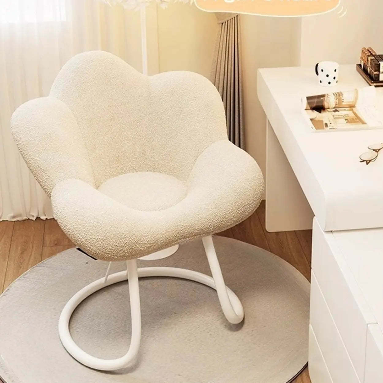 Modern Armless White Swivel Office Chair — Grey / White / Casters Not Included