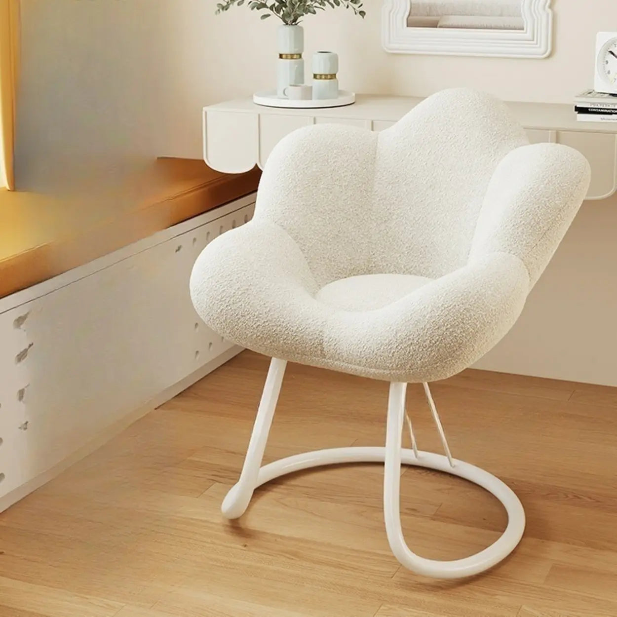Modern Armless White Swivel Office Chair — Pink / Black / Casters Not Included
