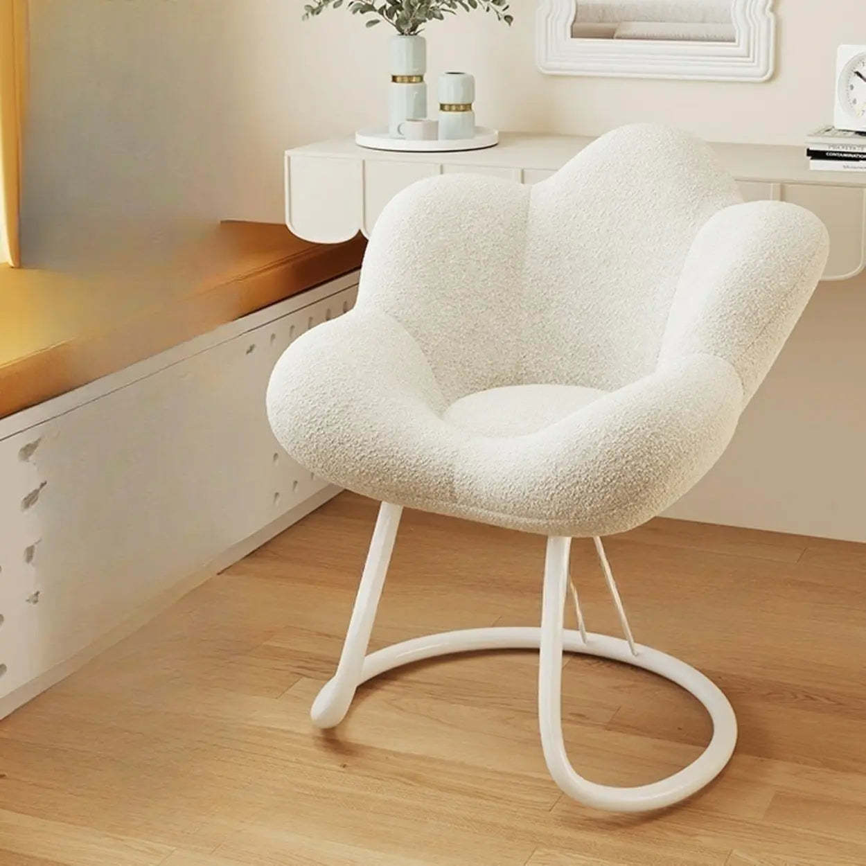 Modern Armless White Swivel Office Chair — Pink / Black / Casters Not Included