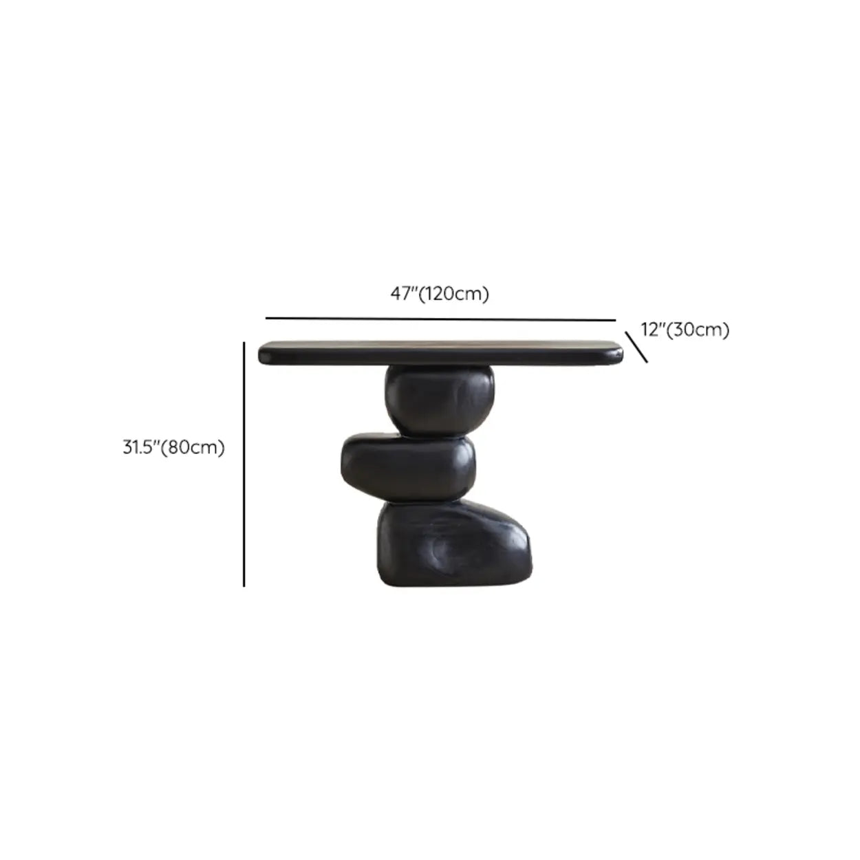 Modern Black Sculptural Wood Console Table