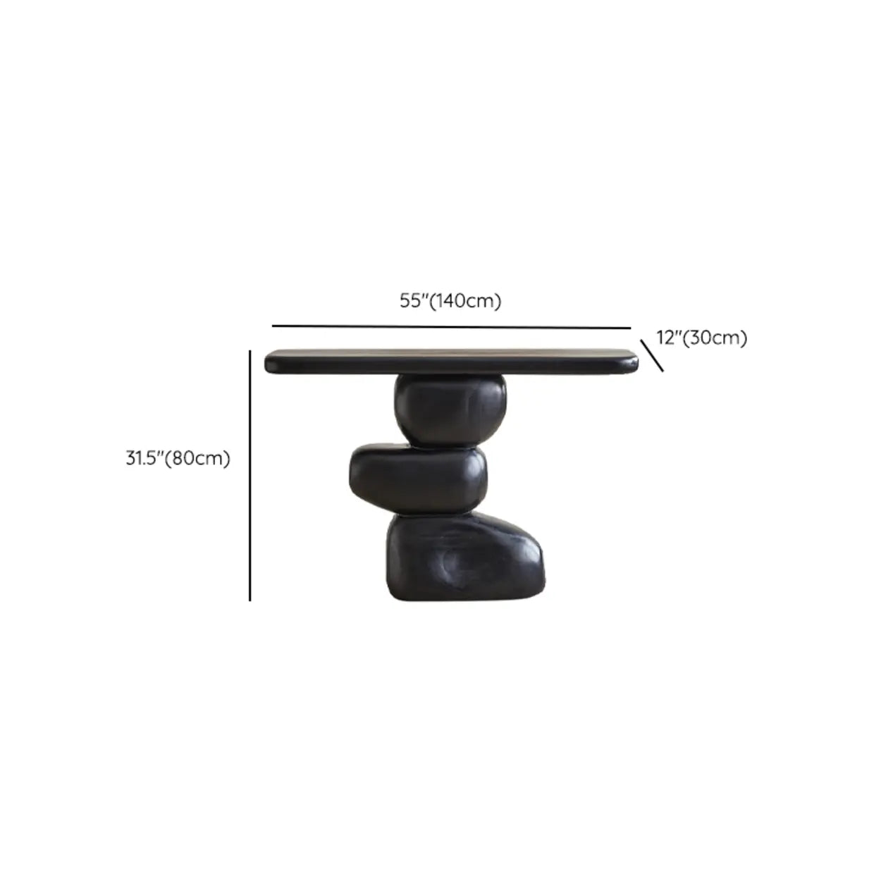 Modern Black Sculptural Wood Console Table