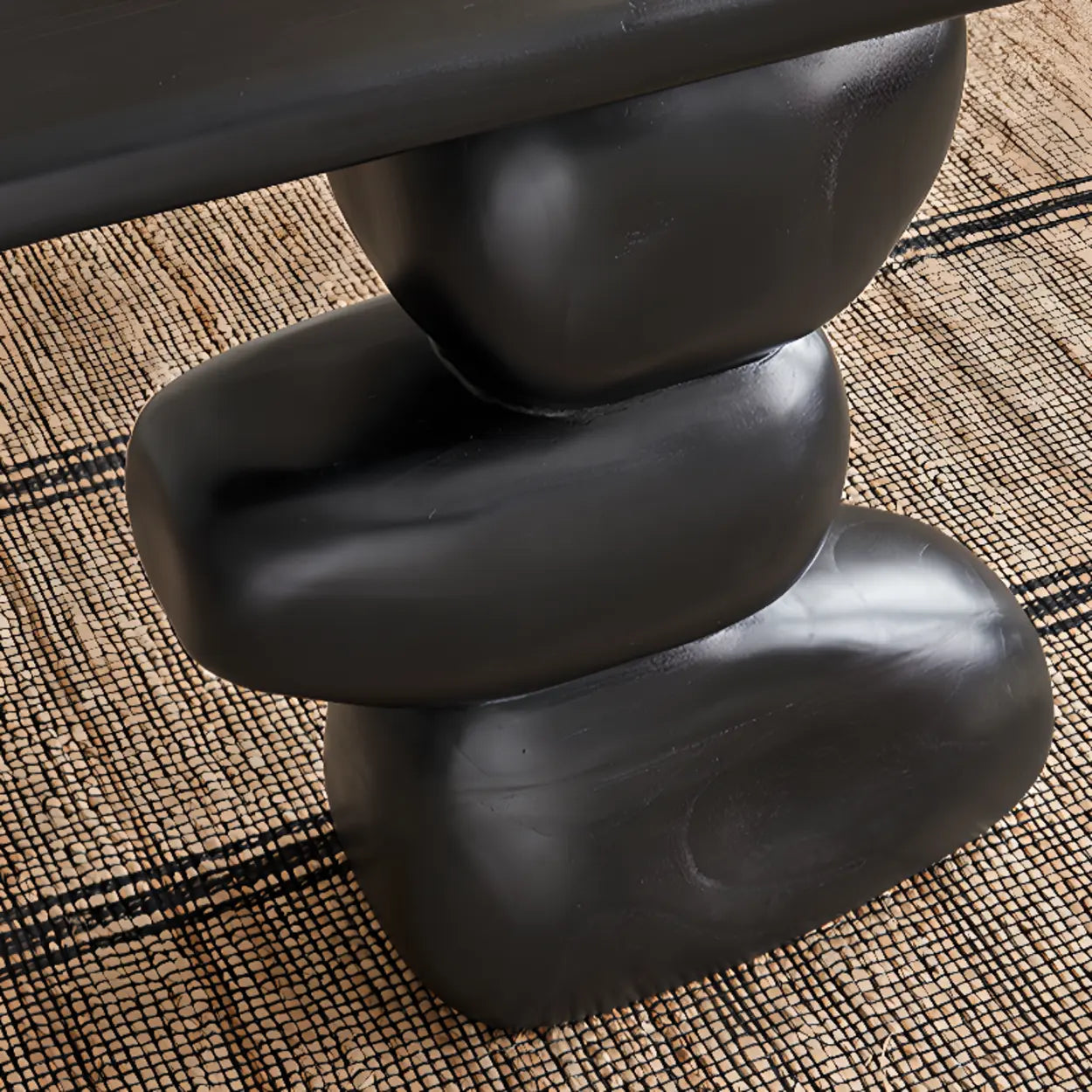 Modern Black Sculptural Wood Console Table