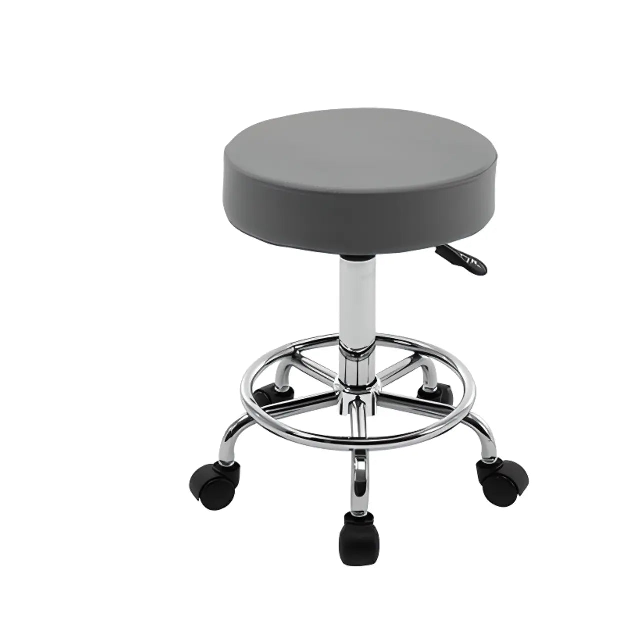 Modern Backless Round Steel Office Stool with Wheels
